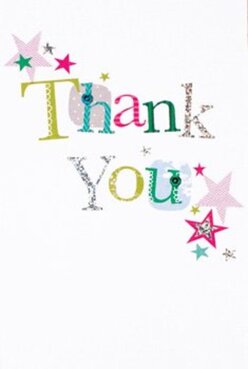 This thank you card encapsulates the heart of Barkingside's cheerful community through its exuberant palette and tactile flair. The words 'Thank You' stretch across the crisp white space, every letter adorned with its own brilliant color-lime, fuchsia, and calming blue-paired with delightful patterns and shimmering accents of silver. Stars in warm magenta, teal, and soft gold arc across the corners, conjuring the feeling of confetti scattered after a joyful local gathering. The subtle texture-almost reminiscent of the fuzzy softness of freshly delivered carnations-offers a sense of handcrafted care. At Barkingside Flowers, we recognise these thoughtful flourishes; the design echoes the cheerful abundance seen at Fullwell Cross or the community gardens dotted along the High Street. This card's modern simplicity, mingled with playful celebratory details, makes it the perfect complement to a bouquet, whether for a long-time friend or a new neighbour. Its sincere vibrancy mirrors the welcoming spirit found throughout Barkingside, infusing every thank you with a touch of sparkle and a personal touch only a local florist can appreciate.